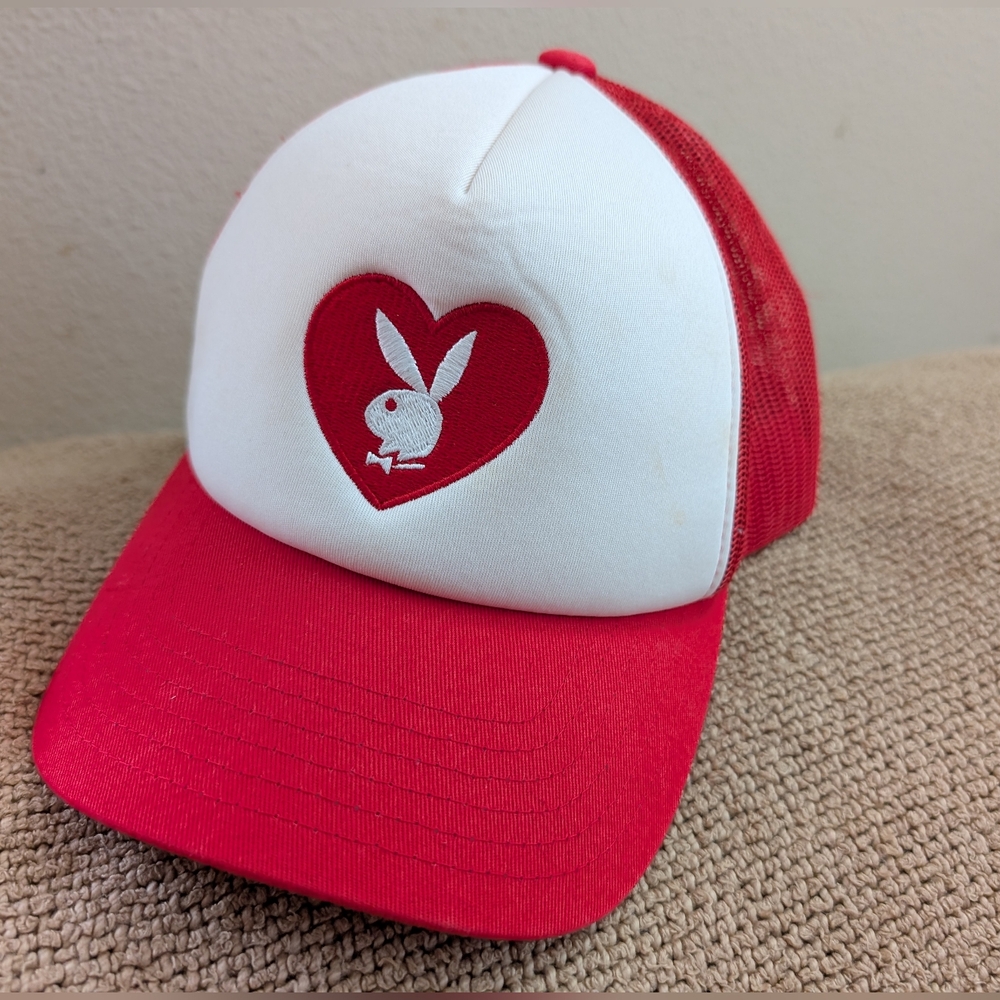Playboy Bunny Heart Vintage Retro Snapback Trucker Cap Hat Unisex - Picture 2 of 7